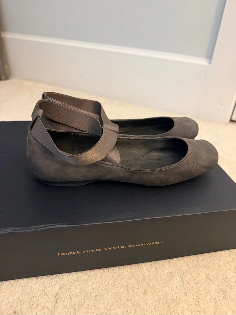 Jessica Simpson Gray Nubuck Cross-Strap Ballet Flats
